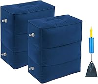 Vista 10 de Almohada inflable portátil con doble bomba de mano, almohada ajustable de tres capas de altura para el descanso de pies en aviones, automóviles
