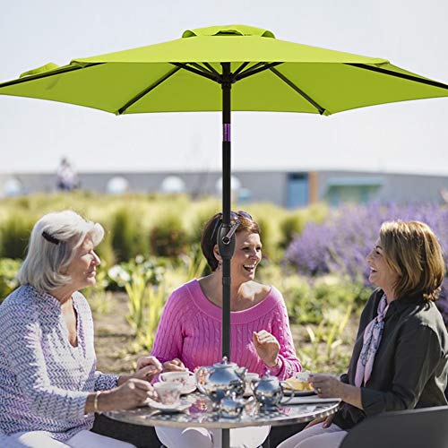 Sunvivi Outdoor 7.5 Ft Patio Umbrella Outdoor Market Table Umbrella Luxury Aluminum Pole Umbrella With Push Button Tilt And Crank, 6 Ribs, Polyester Canopy, Lime Green #TOP1