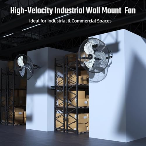 Image of Simple Deluxe 18 Inch Industrial Wall Mount Fan, Max 4200 CFM 3 Speed Commercial Ventilation Metal Fan for Warehouse, Greenhouse, Workshop, Patio, Factory and Basement - High Velocity