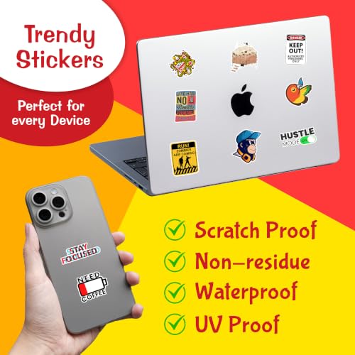 Image of CodersParadise 110-Pack Random Laptop Stickers - Premium Waterproof Vinyl Self-Adhesive Decals for Laptop, Journal, Bike Helmet, Diary, Guitar, Mobile Case & Accessories - Residue-Free Sticker Set