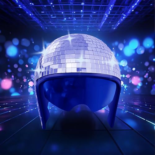 Wenbones Discokugel Hüte, Diskokugel Helm Disco Dekor Helme mit Einziehbarem Visier, Glitzer-Spiegelkugel-Helm, Disco-Party-Helm-Hut Für DJ-Club, Bühne, Party, Hochzeit, Urlaub (A)