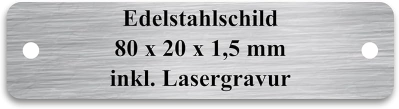 WIENS3D Stainless Steel Bell Sign with Engraving, Name Plate, Door Sign, Garden Sign Personalised for Letterbox, Office Sign, Grave Sign, Bench Sign, Stable Box, Dog Kennel, (80 x 20 x 1.5 mm)