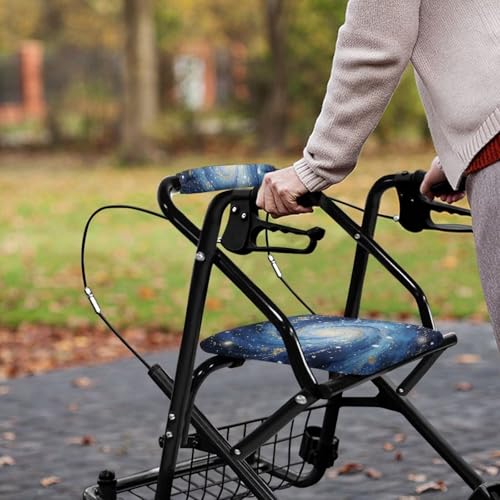 Image of Starry Sky Rollator Walker Seat and Backrest Covers for Ladies Easy to Install Walkers Seat Covers Soft Walkers Seat Covers for Seniors Women