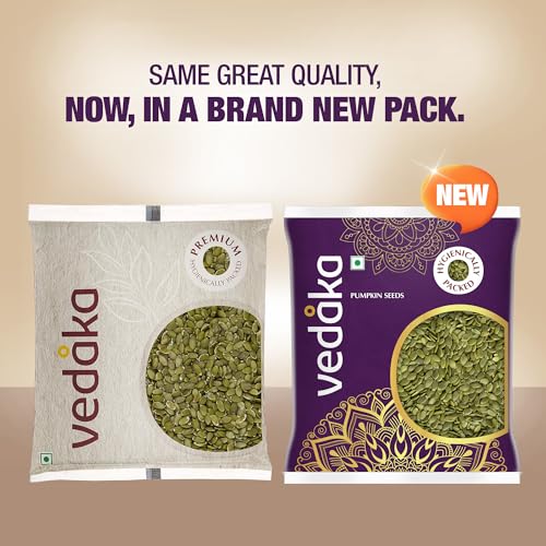Image of Amazon Brand - Vedaka Raw Pumpkin Seeds | 500 g | Source Magnesium and Potassium | Gluten Free | Daily Crunchy Snacks | Hygienically packed