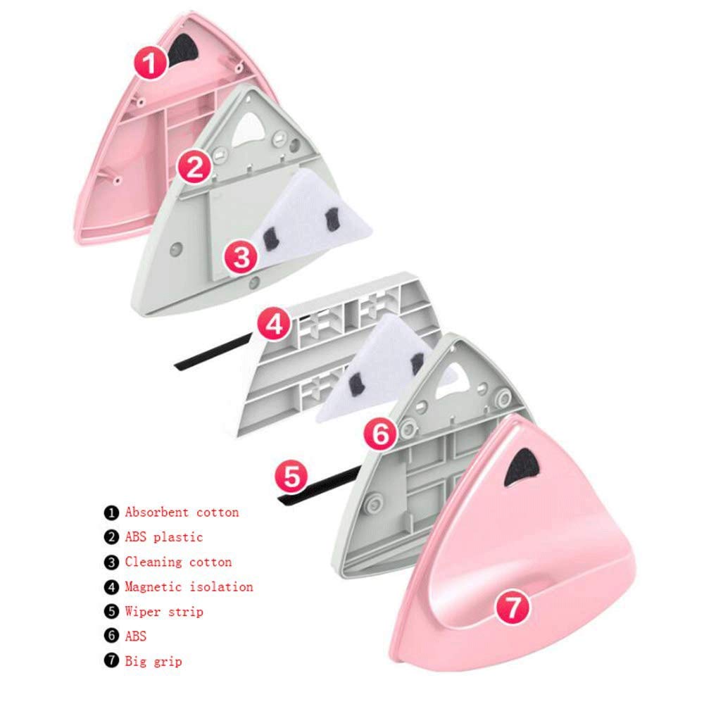 Limpiaparabrisas - Limpiador de Ventanas magnético Limpiador de limpiaparabrisas Fuerte magnético Toallita de Doble Cara Limpieza de Pisos Altos Limpieza del hogar (Color : Verde) (Rosado)