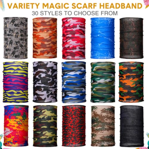 Image of Tarpop 12 /30 Pcs Neck Gaiters Scarf Elastic Wrap Headband Sweat Absorbing Bandana for Women Men Sports Yoga Running