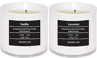 Chloefu LAN Lavender and Vanilla Candle,Highly Scented, Soy Candles for Home Scented, Home Decorative, 7.1oz|45 Hour Burning, Valentines Day Candles Gifts for Women Without Lid 2 Pack