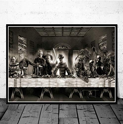 REDWPQ Halloween Horror Movie Character The Last Supper Art Painting Poster Prints Wall Picture Room Home Decor 42X60 Cm Without Frame