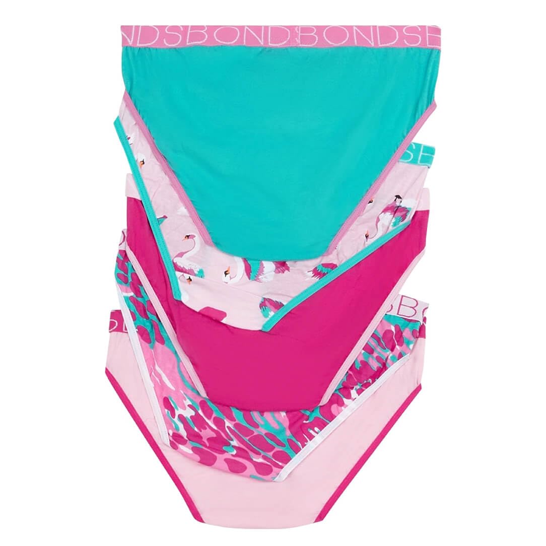 Bonds Paquete de 5 bikinis para niñas, diseño de leopardo discoteca
