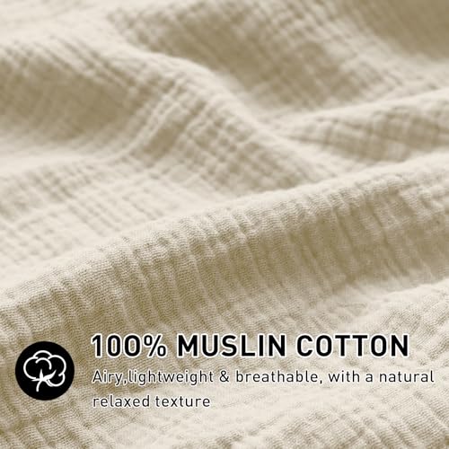 Image of EMME Muslin Cotton Duvet Cover Set Twin Size Linen Like Soft Breathable Lightweight Summer Comforter Cover Set with Zipper Closure (Twin, 68 inchx90 inch)