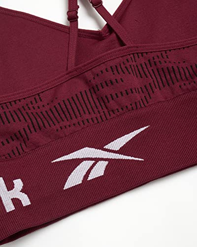 Reebok Women's Bra – Seamless Performance Longline Cami-Bralette (4 Pack), Size Medium, Red Jacquard/Black #TOP3