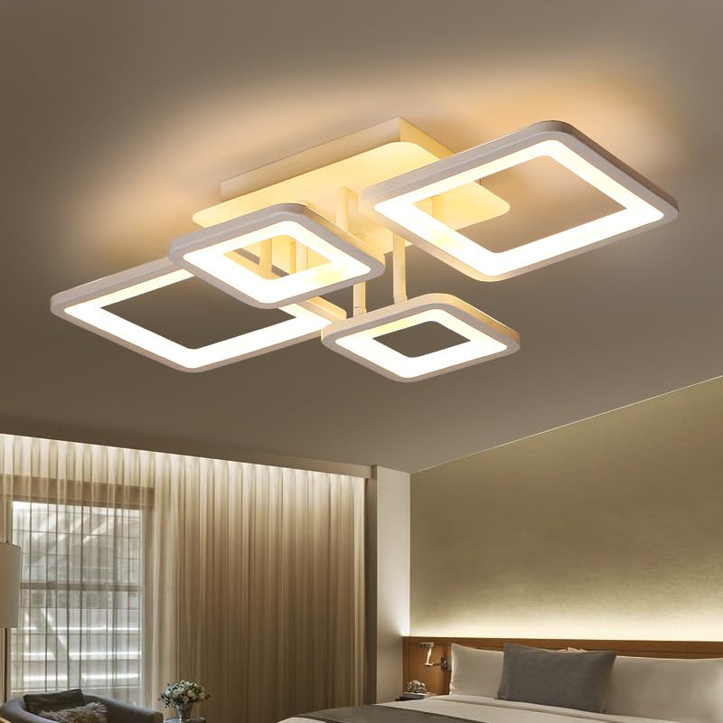 DELIPOP 54 W Lampara Techo Salon LED con Mando a Distáncia, Moderno Plafon Led Techo Regulable Blanco Cálido a Frío 3000 K-6500 K, Luz de Techo Geométrico para Salón, Dormitorio, Comedor, Cocina