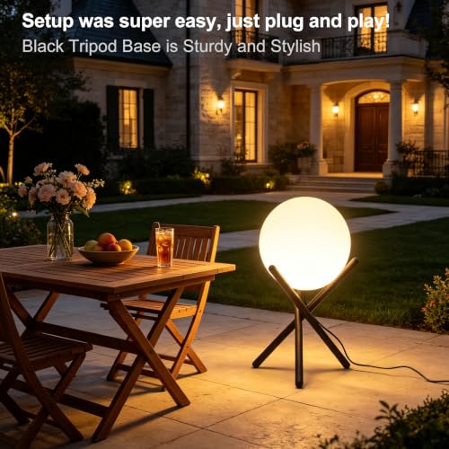 Image of Lightdot 13.8-in Outdoor Globe Floor Lamp, 3000K Warm White LED Ball Lamp