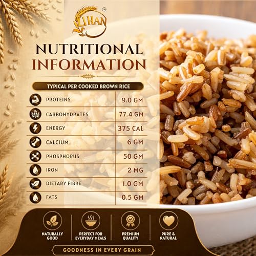 Image of Lihan Brown Basmati Rice 1Kg | Unpolished Whole Grain Rice | High Fiber & Naturally Nutritious | Premium Long Grain Brown Rice