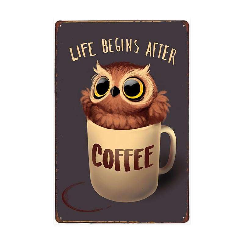 Coffee Menu - Placa metálica retro vintage (4 unidades)