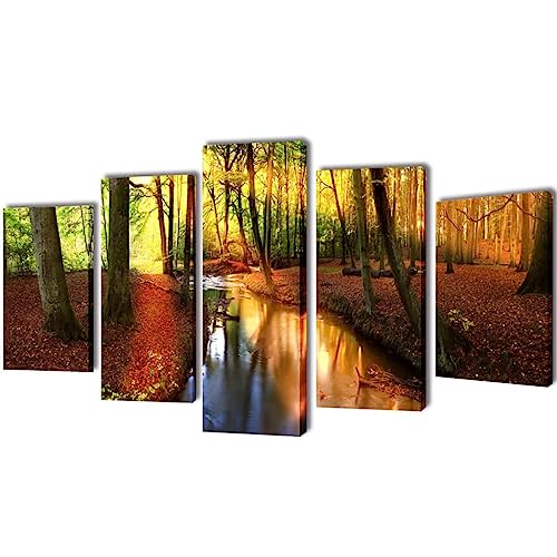 Tableau sur toile forêt 200x100 cm lot de 5 pièces moderne sans cadre
