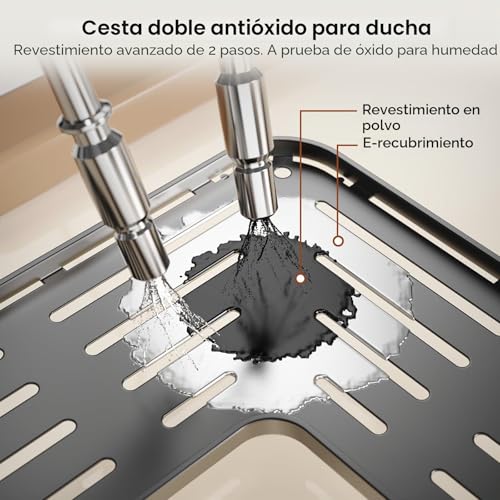 Miniatura 3 de Orimade 3 Unidades De Estantería De Ducha De Pie, Estante De Ducha De Esquina Independiente, Sin Agujeros, Para Cuarto De Baño, Color Negro