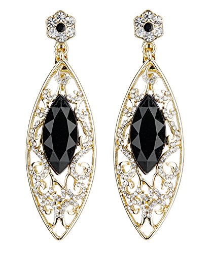 Pendientes de clip en oro de Bello London con piedra negra de alta joyería