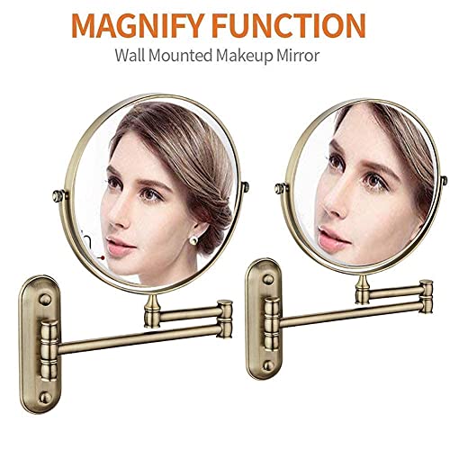 Miroir de maquillage mural en bronze vert avec loupe 3X 5X - 3