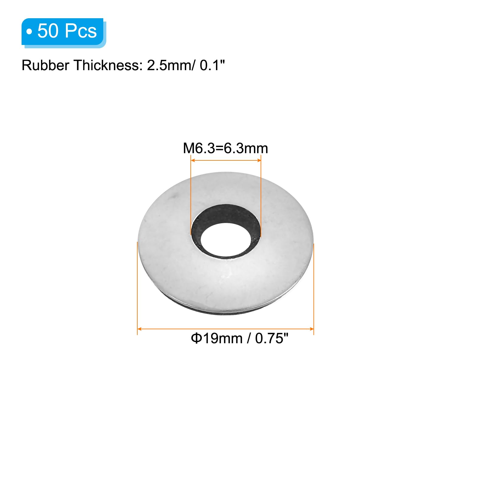 PATIKIL 1/4"x3/4" EPDM Bonded Sealing Washers - Image 2