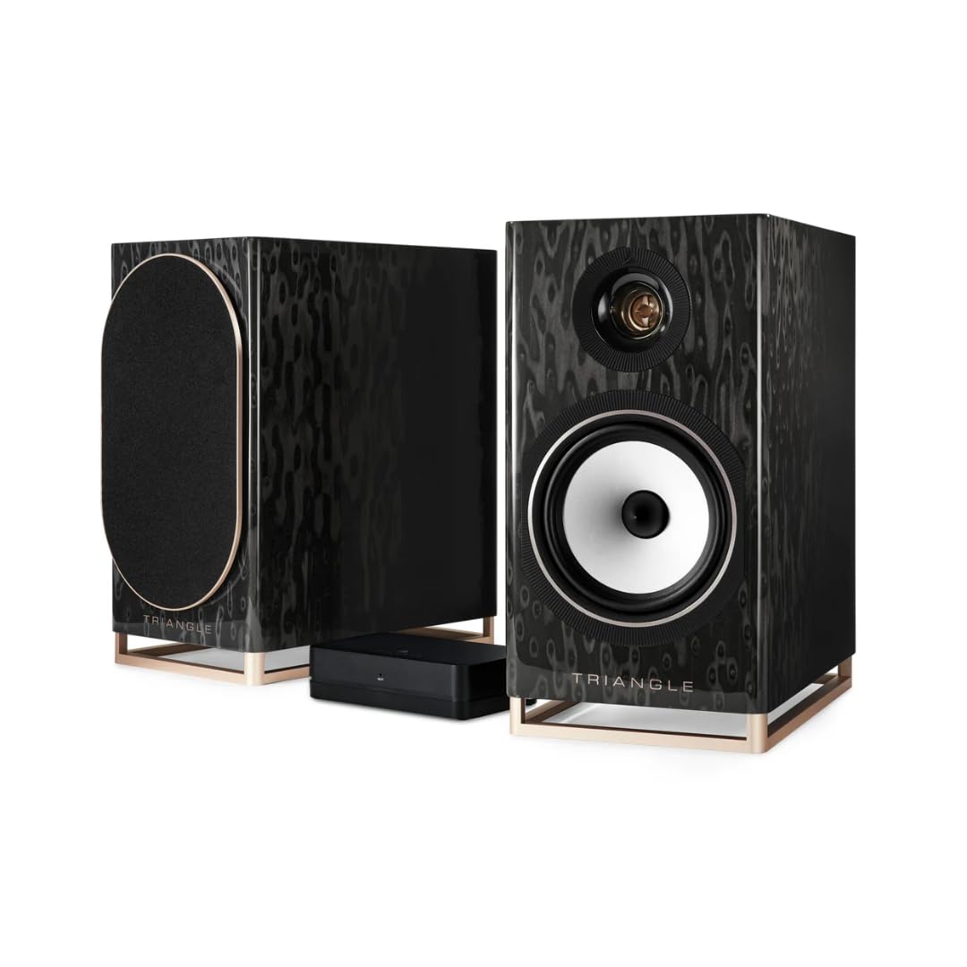 Triangle - Diffusori Connessi CAPELLA - Libreria Senza Fili 2 x 100W - Wi-Fi & Bluetooth - Airplay - TV Arc e Ottico – Made in France - 200 x 380 x 315 mm – Stella Nera (Coppia)