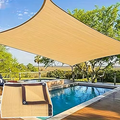 BESTXH Voile D'Ombrage Respirante Et Anti-UV, Voile D'Ombrage Rectangulaire Beige ImperméAble, Auvent, Abri, Toile, Blocage UV à 95%, pour Terrasse Et Jardin,Beige,3 * 5m