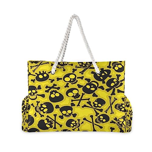 senya Beach Bag Large Travel Tote Bag Skull Crossbones Vectors Seamless Pattern Shoulder Bag luggage bag for Gym Travel Sport2