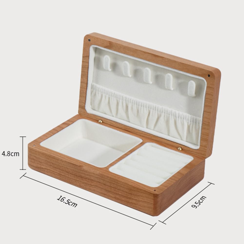 Tragbare Mini-Reise-Schmuck-Aufbewahrungsbox – Massivholz mit Magnetverschluss für Ohrringe, Ringe, Halsketten – kompakt, stilvoll, perfekt für Reisen
