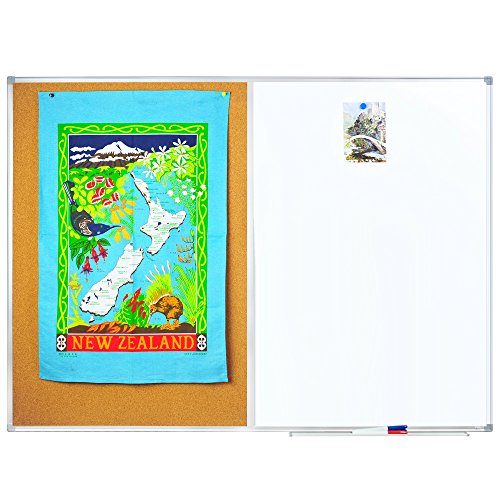 Lockways Magnetic Dry Erase Board and Cork bulletin Board Combination 48 x 36 Inch, Combo Board Ultra-Slim Silver Aluminium Frame