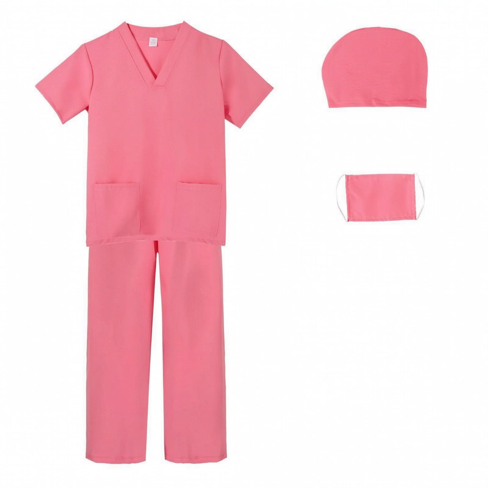 Kinder-Arztkostüm aus Polyester leicht Krankenhaus-Rollenspielkostüm vielseitig einsetzbar Krankenschwester-Spielset für Schultheater, Rosa, 160CM