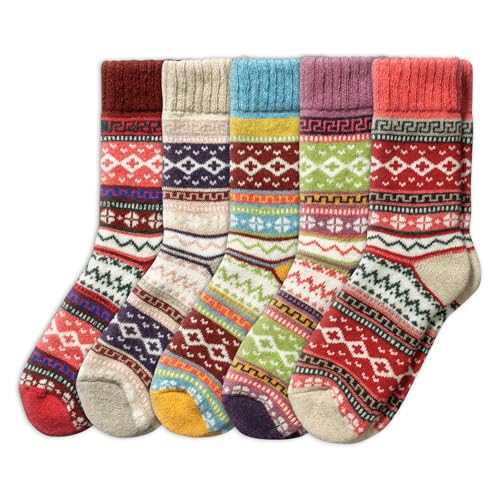 NORDIC Socks 5 Paar Merino Wollsocken für Männer & Frauen, Wintersocken, Warme Socken (39-42, Ida)