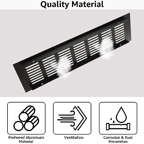 ZOFUN 6 Pcs Black Air Vent Covers, 300 x 80 mm Kitchen Plinth Vent
