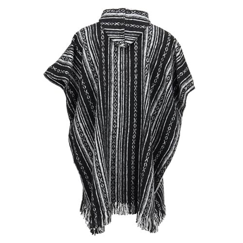 LOUDelephant Brushed 100% Cotton Long Hooded Poncho Mexican Style Hoodie Unisex for Camping Festivals Men Women