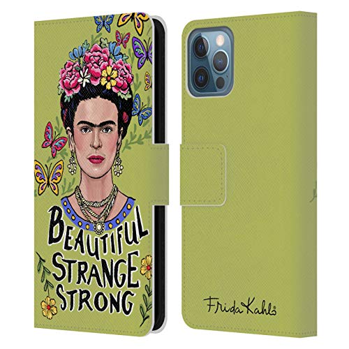 Head Case Designs Licenciado Oficialmente Frida Kahlo Mujer Hermosa Arte y Cotizaciones Carcasa de Cuero Tipo Libro Compatible con Apple iPhone 12 / iPhone 12 Pro