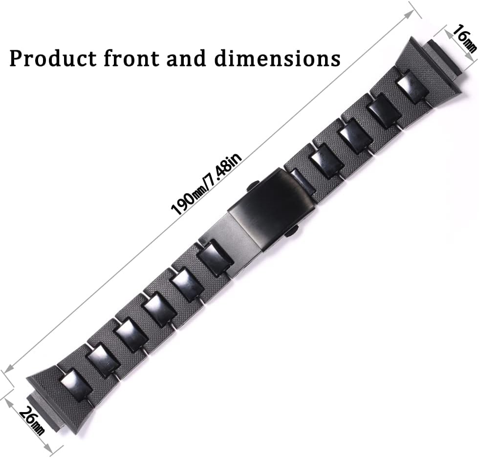 WRISTARMOR Plastic Steel Strap Compatible with Caiso DW5600 GW-M5610 GW-6900 GA2100 Men Sport Watch Band Bracelet - Black 16mm