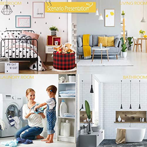 Image of visesunny Storage Basket Black And Red Lumberjack Plaid Nursery Hamper Basket Clothes Toy Storage Organizer Bin Box Collapsible Laundry Bag for Kid Room,Playroom,Bathroom,Living Room,Dorm,Office