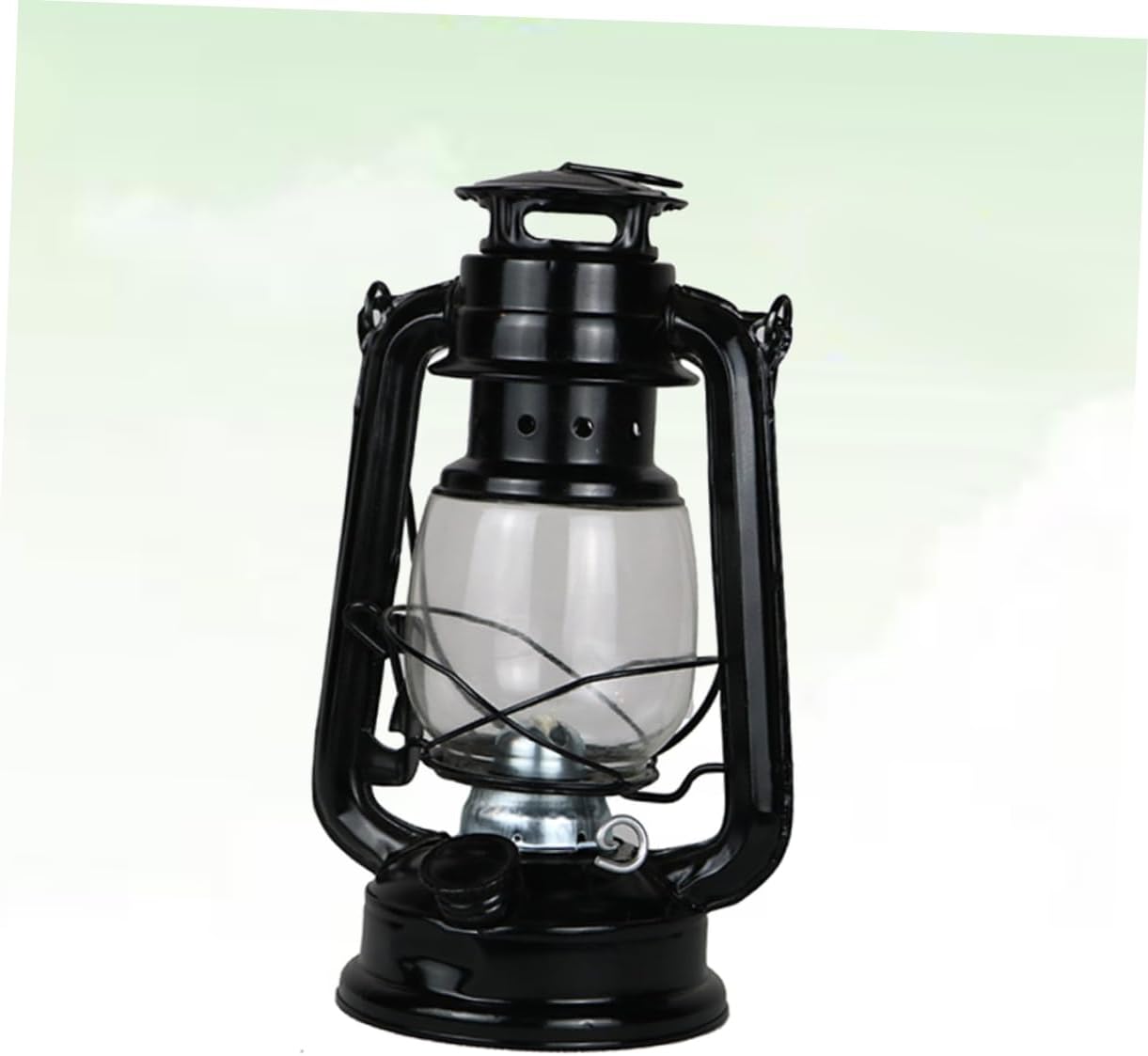 2pcs Vintage Portable Kerosene Lamp Set Wrought Iron Lanterns for Camping Festivals and Home Decor Black Retro Design Windproof Feature