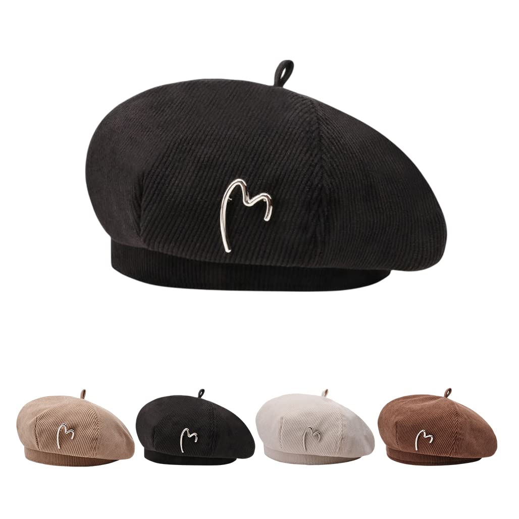 GoodernGoodern Women's Black Cotton French Beret, One Size Fits Most, Adjustable, Lightweight, Perfect for Fall Winter, Daily Wear, Party, Travel, Shopping, Working