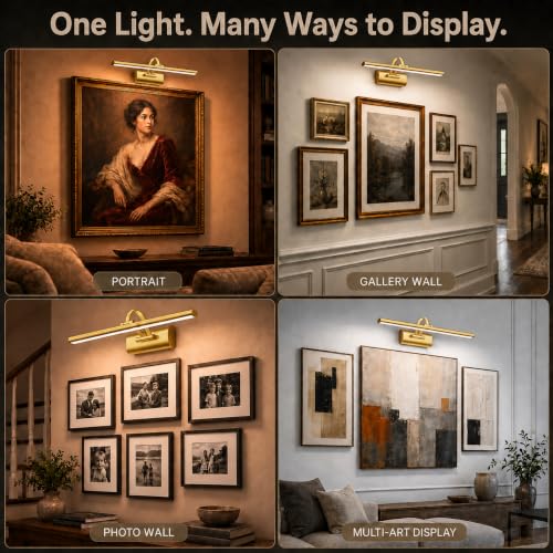 Image of AIFEI Picture Lights for Wall: Rechargeable, True-to-Life Colors, 16 inch Gold
