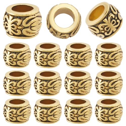 SOFPLATE 1 caja de 150 cuentas de Aleación de Agujero Grande Cuentas Espaciadoras Europeas de Oro Aleación Antigua Metal Rondelle Columna Barril Cuentas Sueltas para Pulseras Cuentas Pendientes Collar