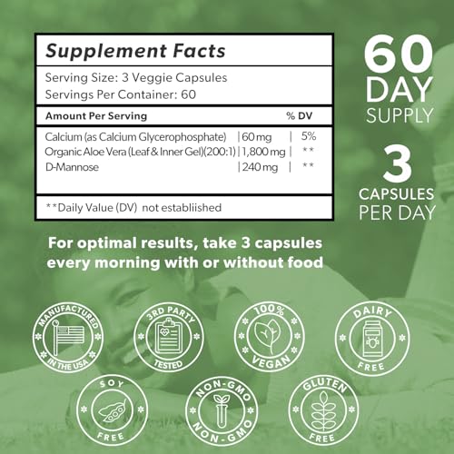 Intimate Rose Aloe Vera Capsules - IC Supplements - 200x Concentrate Pure Aloe Vera + D-Mannose + Calcium - Easy to Swallow Aloe Vera Pills - Image 6