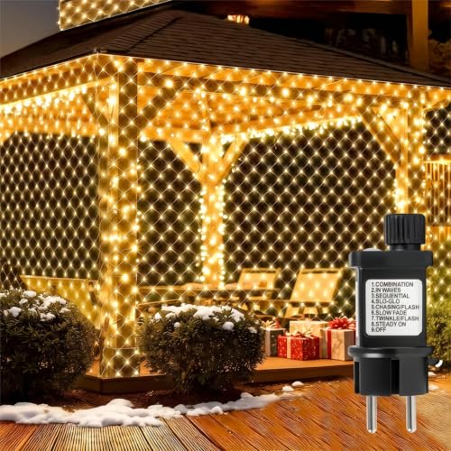YIBONIKA Lichternetz Außen 2x2m, 208 LED Lichterkette Netz Außen...