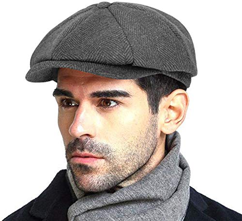 Men’s Vintage Newsboy Gatsby Hat Blend Wool Flat Ivy Cabbie Autumn Winter Cap