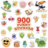 Decorably 900 Punny Teacher Stickers for Kids Classroom - 45 Sheets with 60 Fun and Motivational Designs for Student Activities, Positive Reinforcement, Arts & Crafts, Reward, Scrapbooking