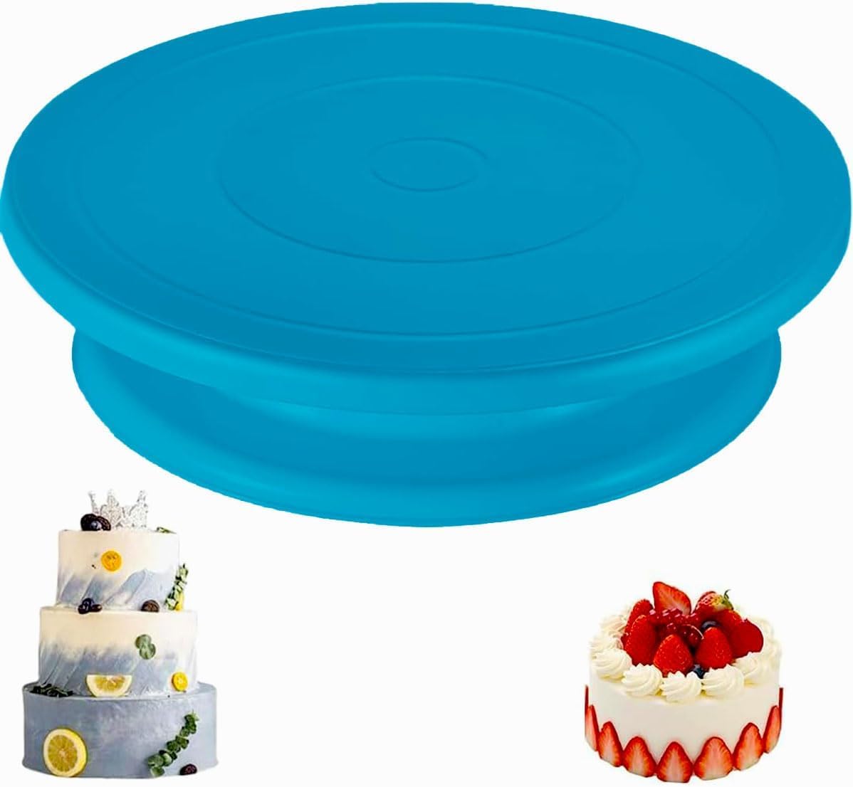 Cake Turntable Stand, 11 Inch/28CM Revolving Cake Decorating Stand with Blue Painting, Bakery Supplies for Cakes, Cupcakes & Pastries