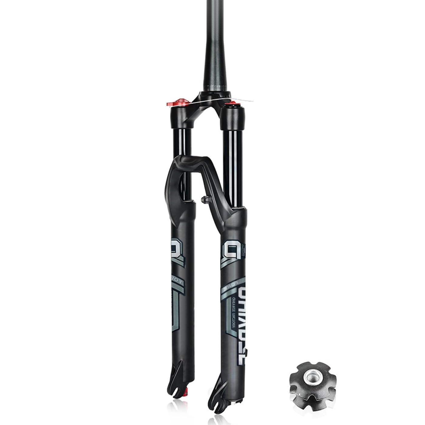 Horquilla de suspensión para MTB XC Am de 26/27,5/29", Recorrido de Aire de 120 mm, Ajuste de Rebote, Tubo cónico de 1-1/2", Cierre rápido de 9 mm, Bloqueo Manual/Remoto, Horquilla
