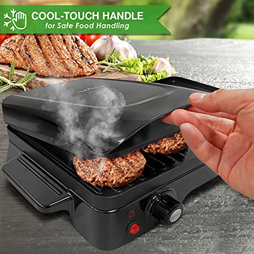 Nutrichef 2-In-1 Panini Press Grill Gourmet Sandwich Maker & Griddle, Nonstick Coating, Temperature Control, Oil Tray, Countertop Removable Drip Tray 1500W - Nutrichef #TOP2