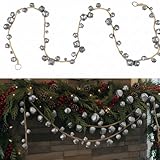 Yinder 6 ft Vintage Christmas Bell Garland for Tree Hanging Jingle Bell Garland on String Christmas Mantel Stairs Decoration for Home Cabinet Fireplace Porch Indoor Outdoor Decor(Silver)
