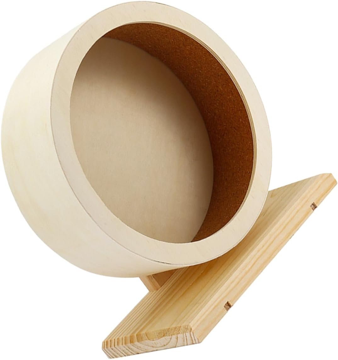 Silent Wooden Hamster Exercise Wheel with Cork Mat Medium Small Animal Running for Hamsters Gerbils Mice Chinchillas Non-Slip Pet Fitness Accessory
