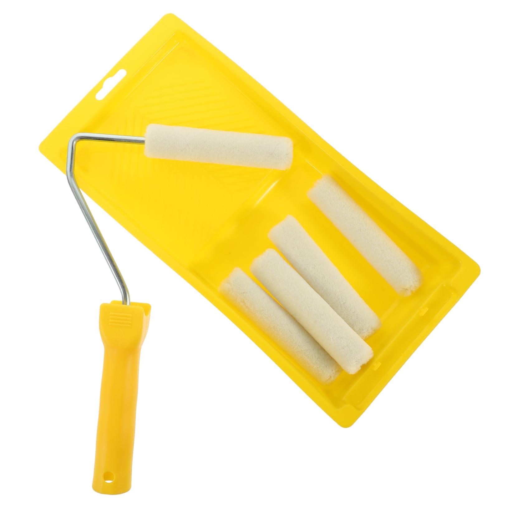 SHINEOFI 5 Sätze Malwerkzeugset Abdeckungen für Farbroller Trockenbauwalze Lackwalzen malen Farbroller aus Schaumstoff Farbroller-Kit Rollenhalter kleiner Farbroller und Tablett Plastik